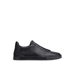 Zegna Men Triple Stitch Sneakers In Black Deerskin